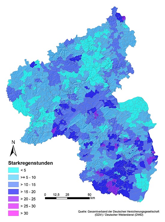 Starkregenstunden in Rheinland-Pfalz 2001-2016 