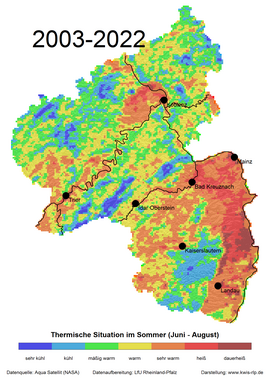 Das Bild zeigt einen Ausschnitt der Karte der Thermischen Situation in Rheinland-Pfalz