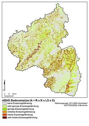 Mittlerer langjähriger Bodenabtrag nach der Allgemeinen Bodenabtragsgleichung (ABAG)